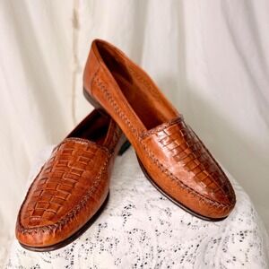 Vintage Alfani Italian Leather Woven Loafers — Men's 12D